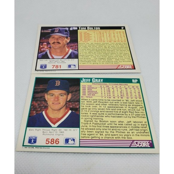 Vintage 1991 Red Sox Baseball Card Bundle - Lot of 6 Score Original Card - Picture 6 of 8